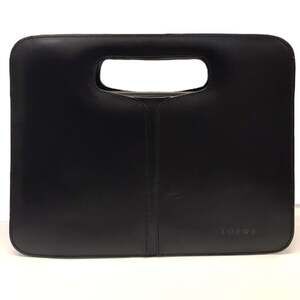 Loewe embossed leather clutch handbag, black.